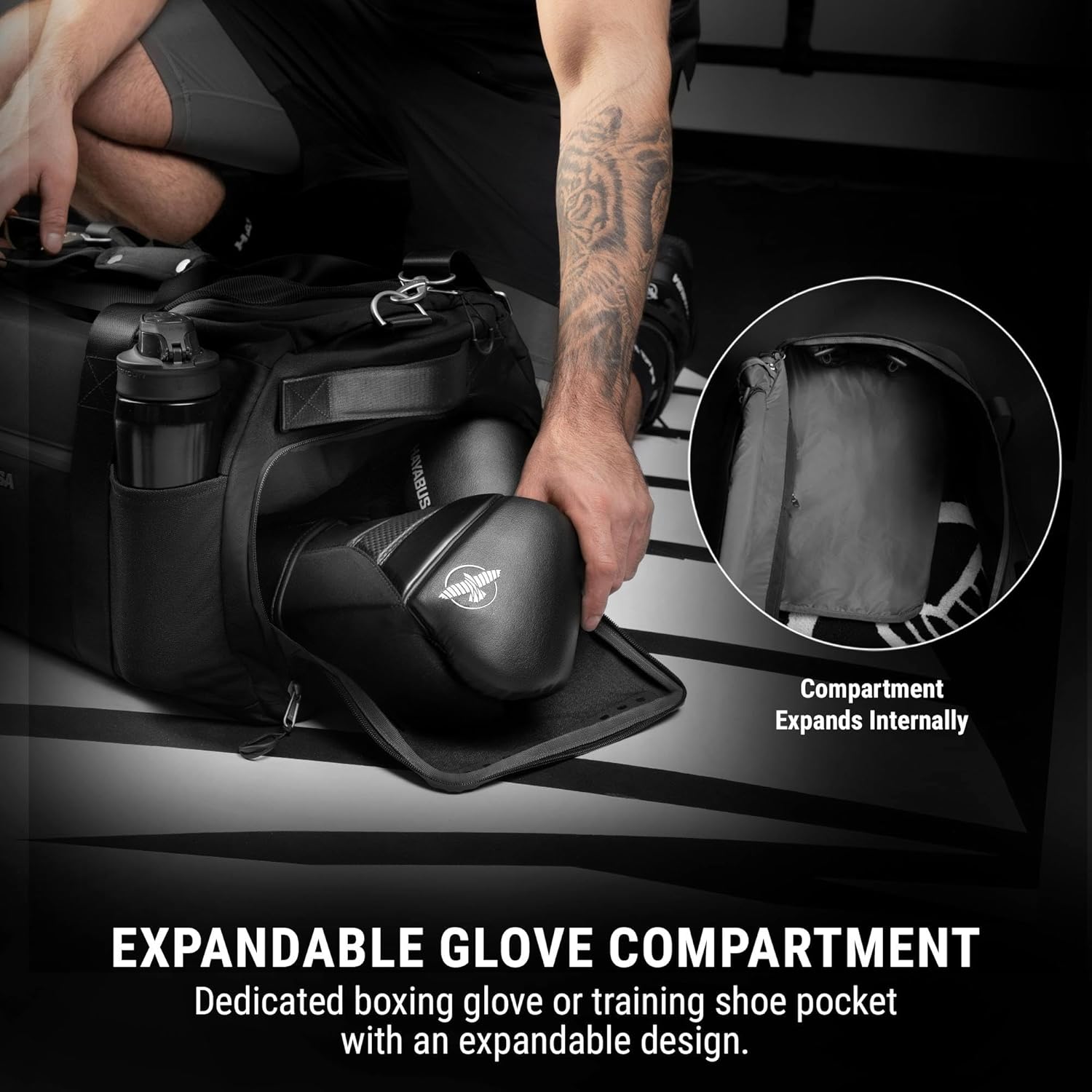 Hayabusa Airstream Athletic Duffle Gym Bag for Women and Men - Black, 50l duffle bag - 7 zippered