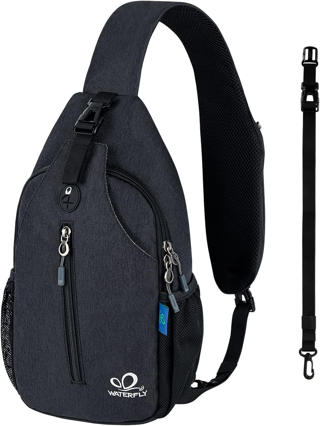 WATERFLY Small Hiking Sling Bag: Crossbody Sling Backpack Chest Bag Daypack for Men Women with Skin-Friendly Shoulder Strap
