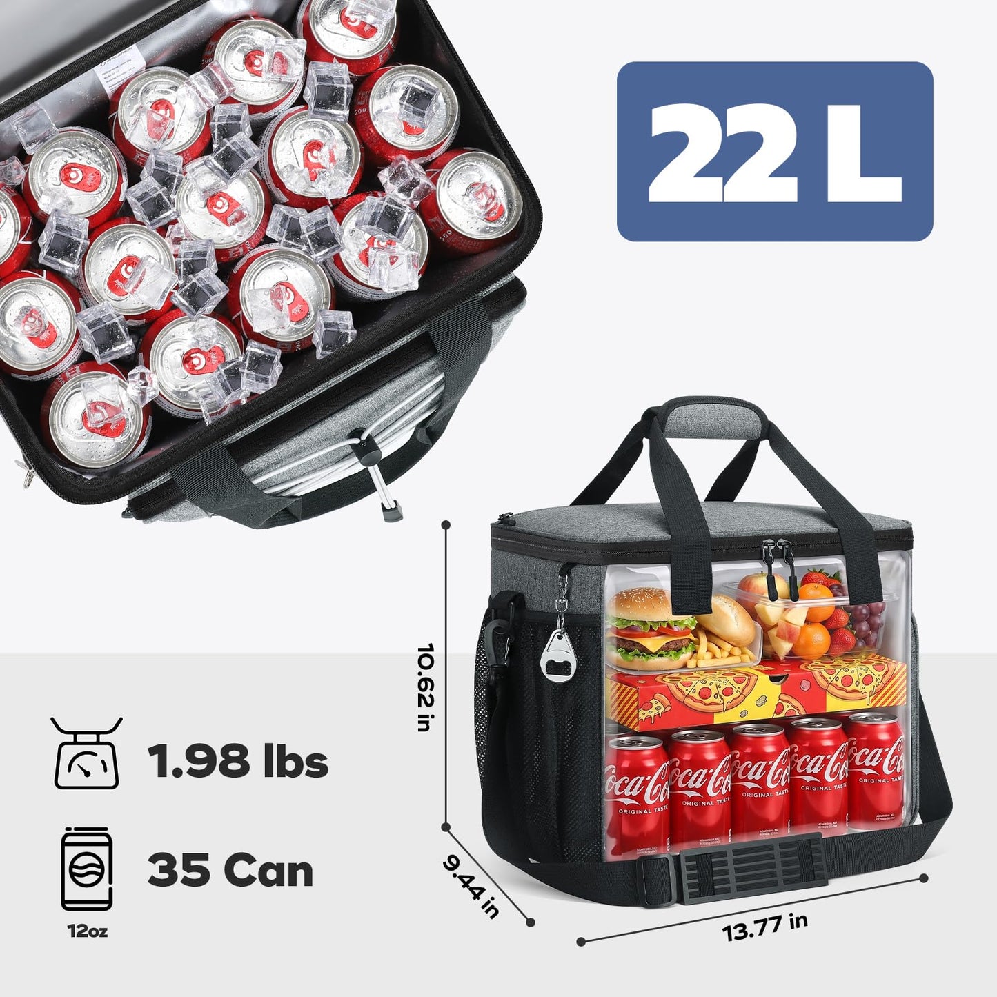 RealCool 35 Can Collapsible Soft Cooler, Leakproof Insulated Ice Chest Bag