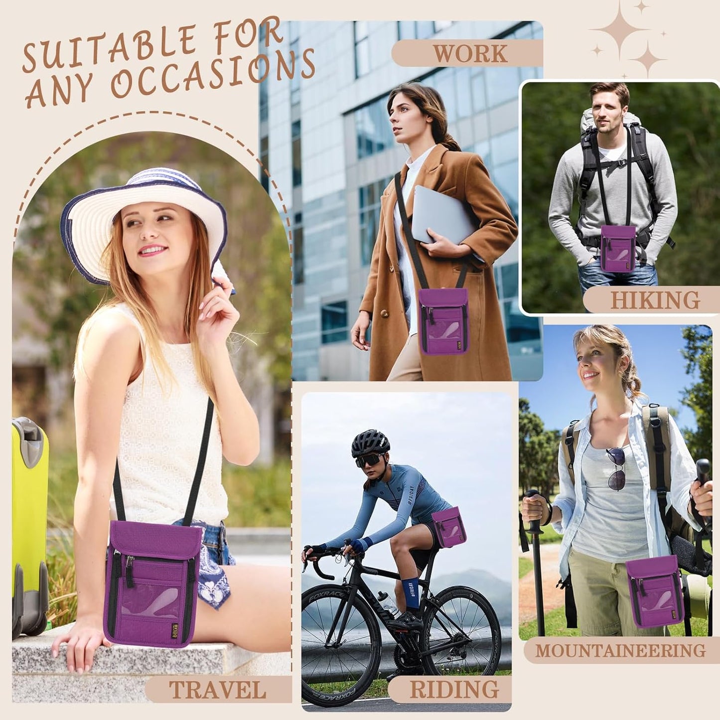 Passport Holder for Travel, Neck Pouch Travel Wallet With RFID Blocking, Waterproof Lightweight