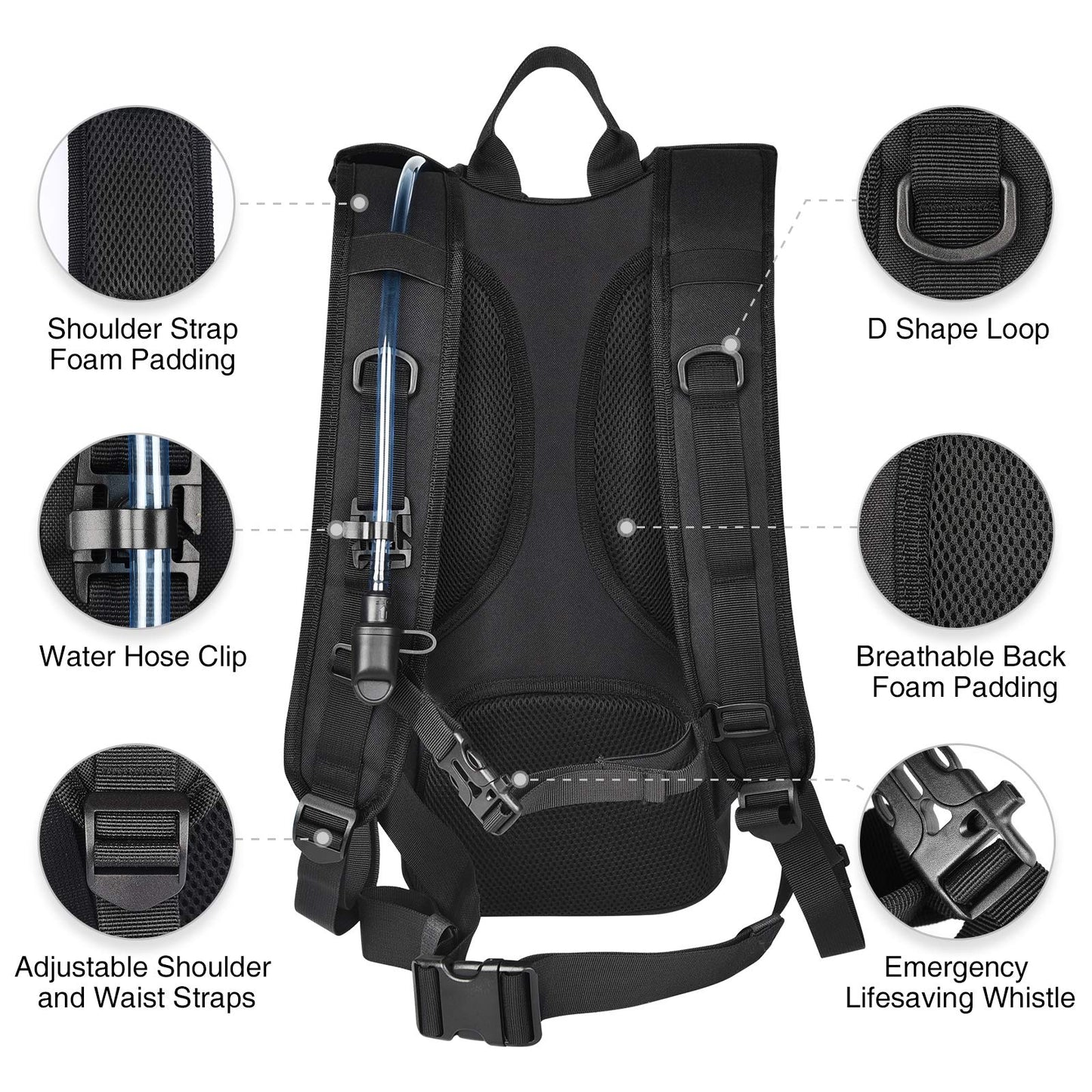 NOOLA Hydration Backpack with 3L TPU Water Bladder, Tactical Molle Water Backpack for Men Women
