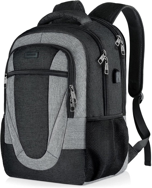 Backpack for Men and Women, Extra Large School Backpacks for Teens, Water Resistant Back Pack with USB Charging Port Fits 17 Inch Laptop, Business Anti Theft Sturdy Computer Bag Gifts, Blackgrey