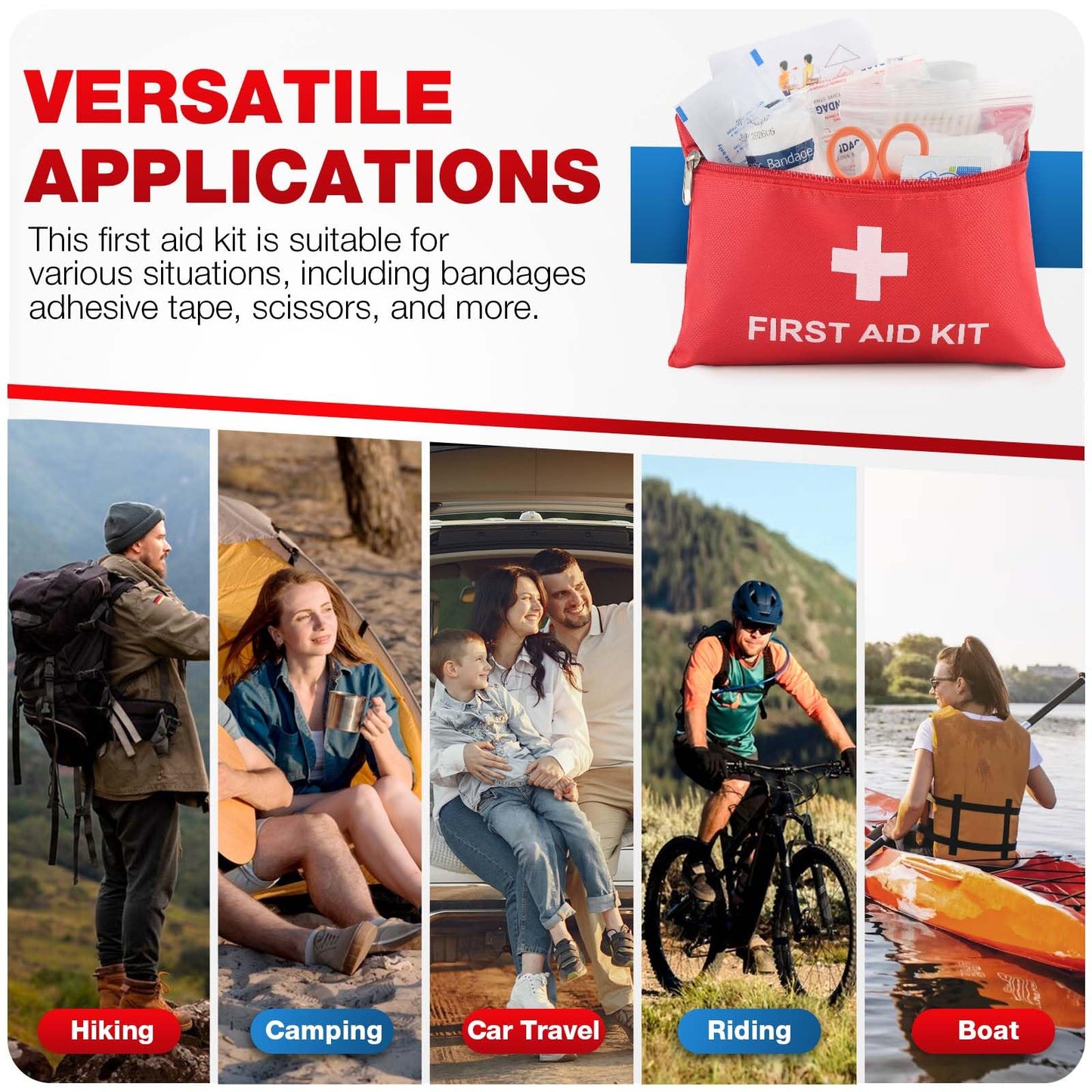 First Aid Kit for Home Car Travel 107 Piece Emergency Kits for Hiking Camping Small Trauma Kit for