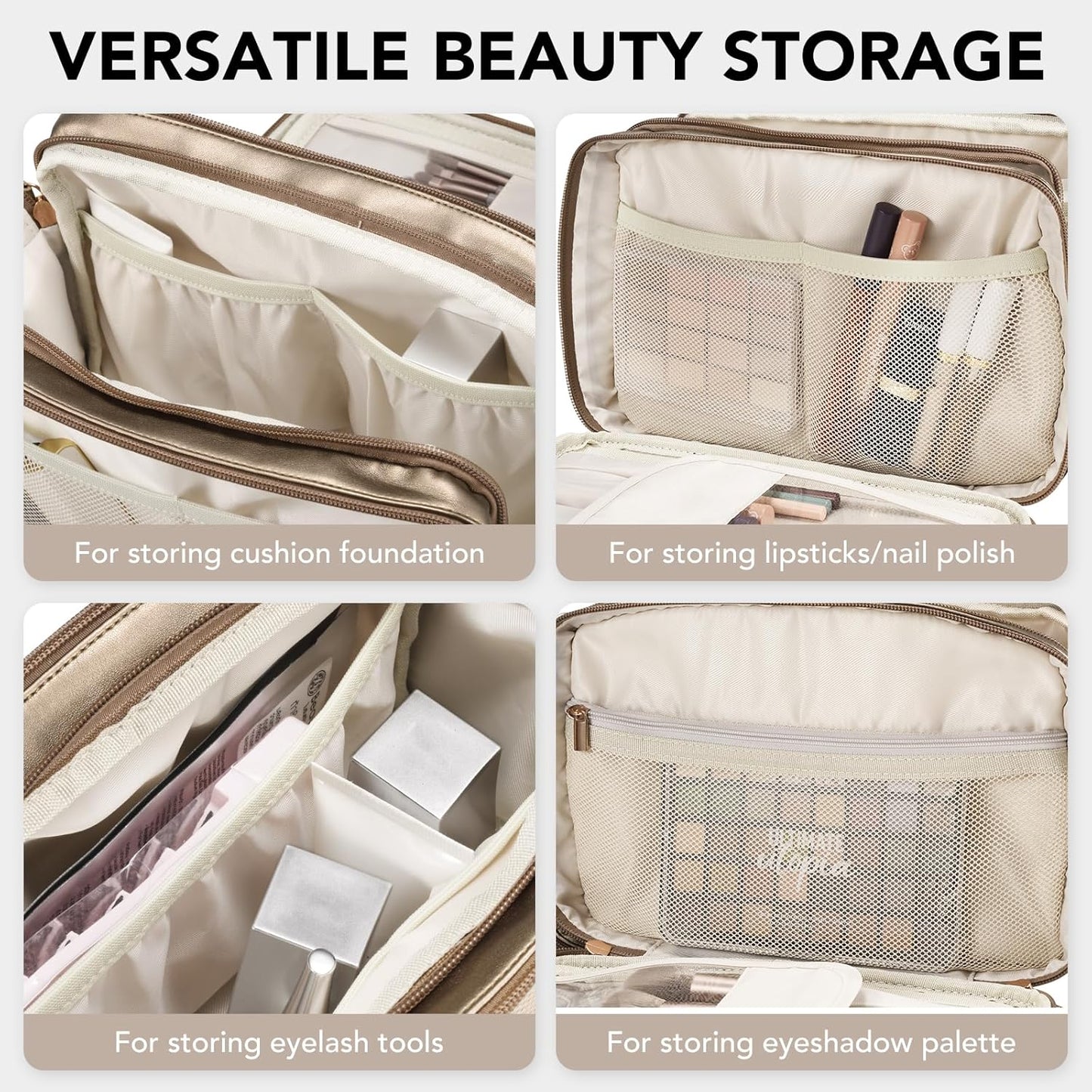 Travel Makeup Bag Women's Large Capacity Cosmetic Portable Organizer Large Opening Waterproof