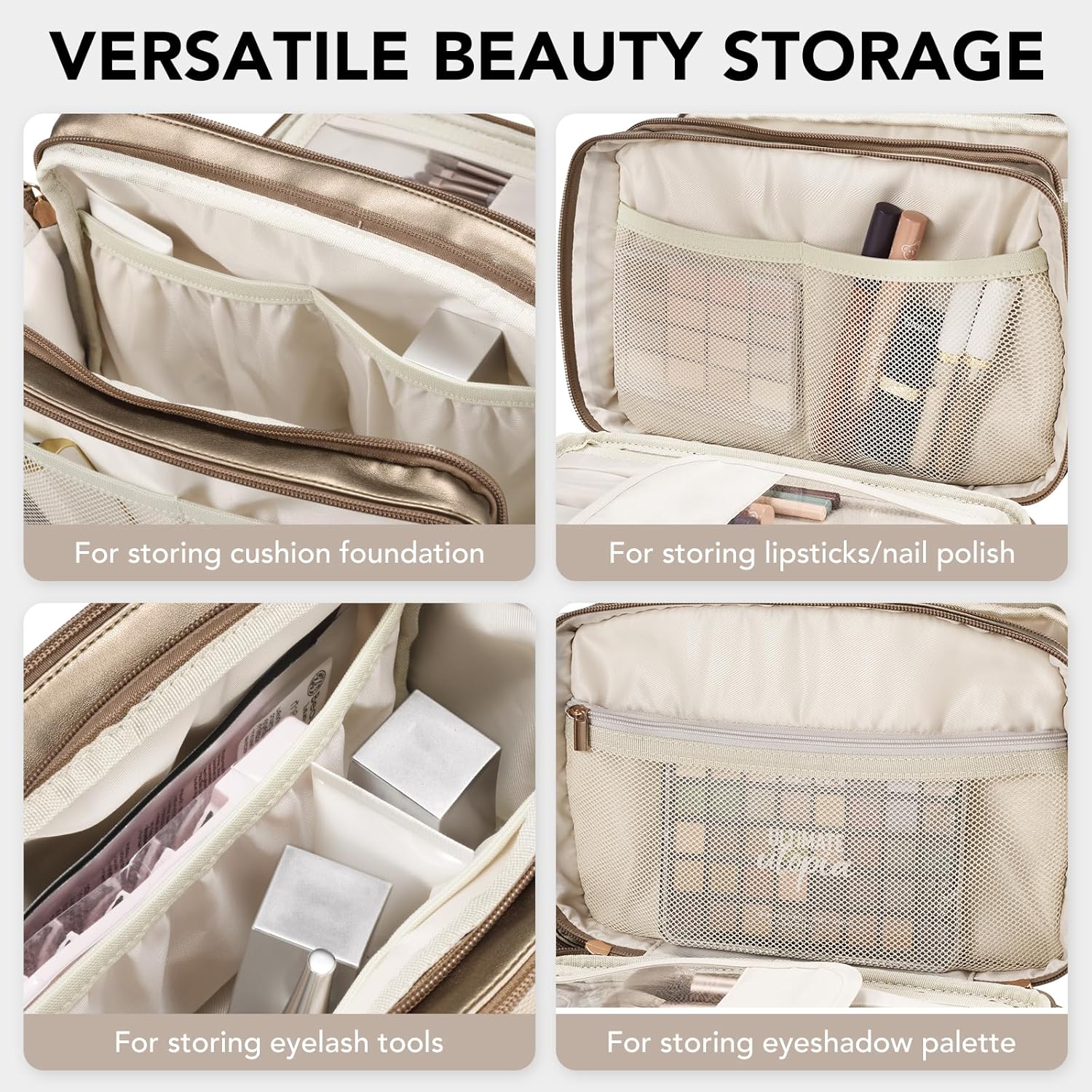Travel Makeup Bag Women's Large Capacity Cosmetic Portable Organizer Large Opening Waterproof