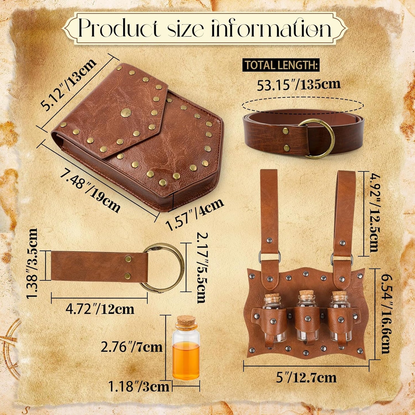 Medieval Belt Pouch Renaissance Belt Leather Waist Bag For Pirate Steampunk Costumes Ren Faire Cosplay LARP Fanny Pack Accessories Christmas Gifts