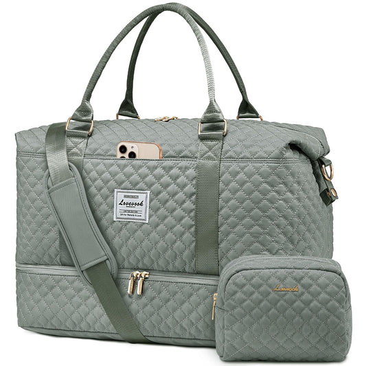 LOVEVOOK Travel Duffle Bag,Weekender Bags for Women with Shoe Compartment，Carry on Overnight Bag