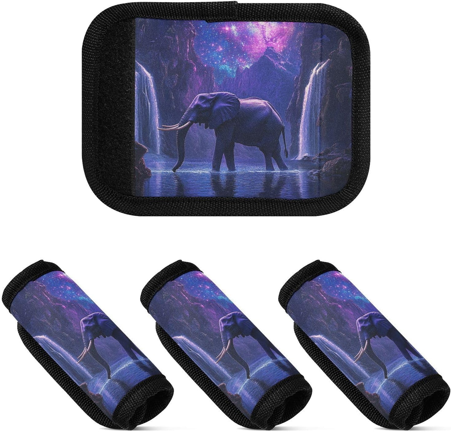 Elephant Canyons Starry Pueple 4 Pack Luggage Handle Wraps Covers for Suitcase Identifiers Bag Tags Travel Accessories
