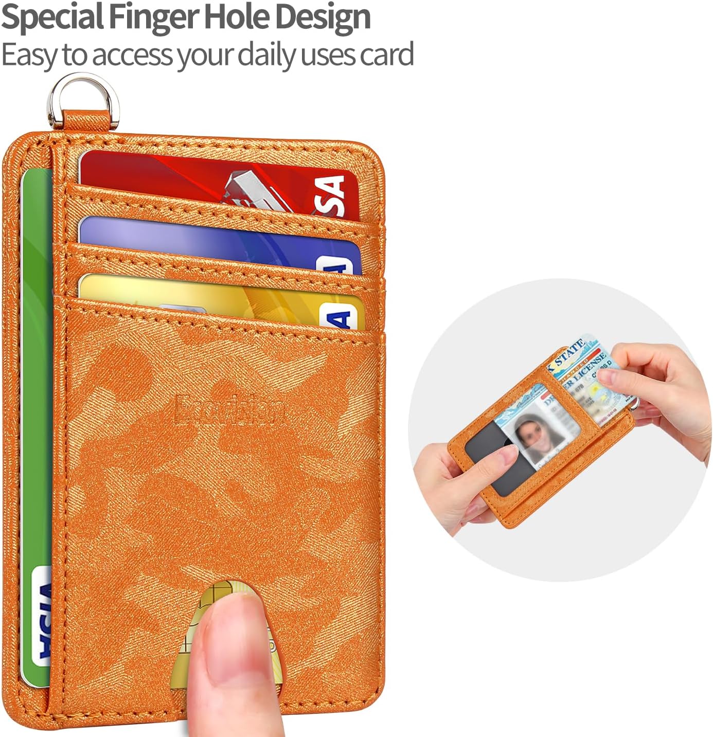 EcoVision Slim Minimalist Front Pocket Wallet, RFID Blocking Credit Card Holder Wallet with Detachable D-Shackle for Men Women