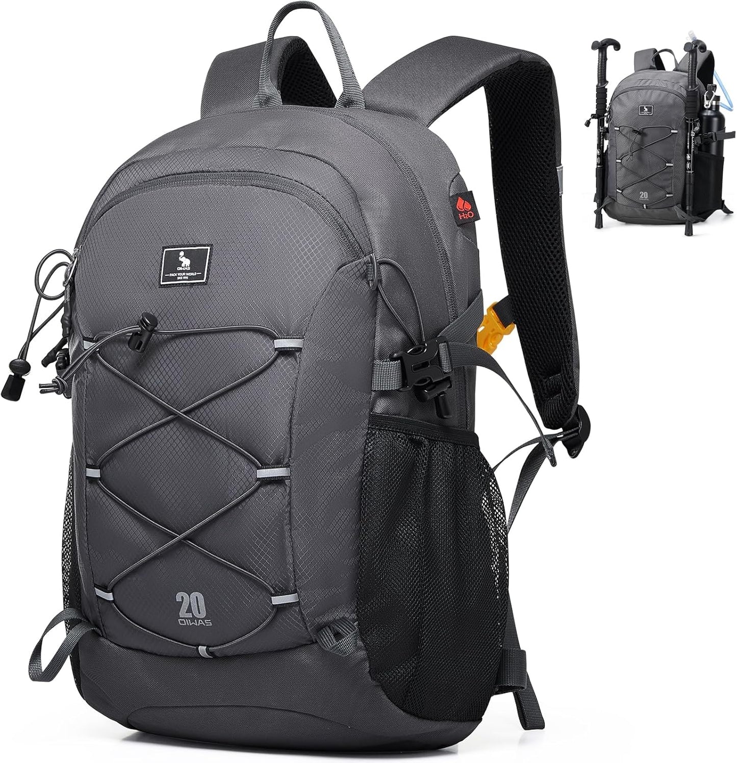 OIWAS Hiking Backpack, Water Resistant Camping Backpack with Hydration Bladder Outlet, 20L Lightweight Hiking Daypack, Travel Daypack for Men and Women Outdoor Small Hiking Backpacks