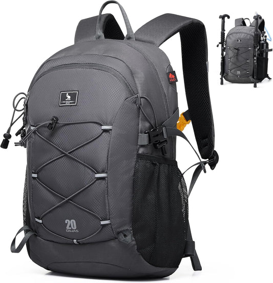 OIWAS Hiking Backpack, Water Resistant Camping Backpack with Hydration Bladder Outlet, 20L Lightweight Hiking Daypack, Travel Daypack for Men and Women Outdoor Small Hiking Backpacks