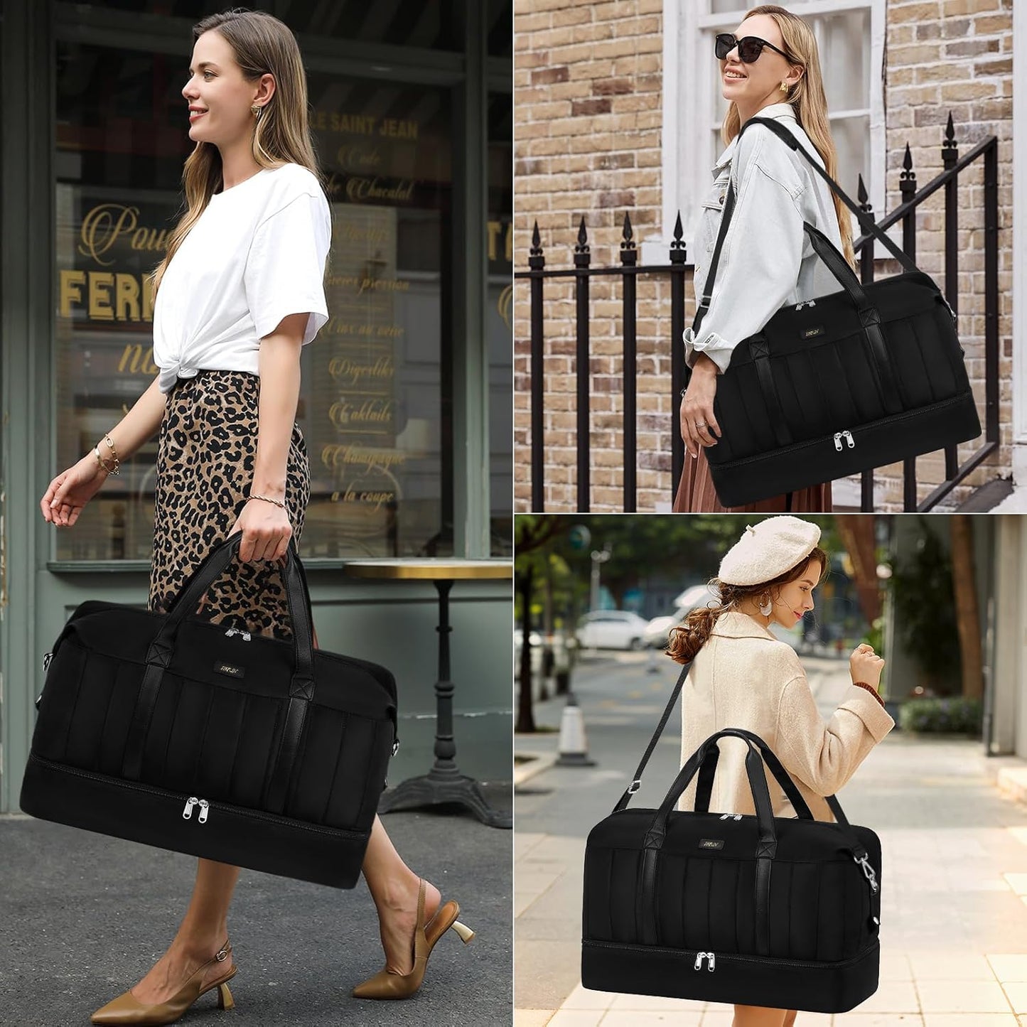 IBFUN Weekender Bags for Women, Travel Duffle Bag with Shoe Compartment Carry on Weekender