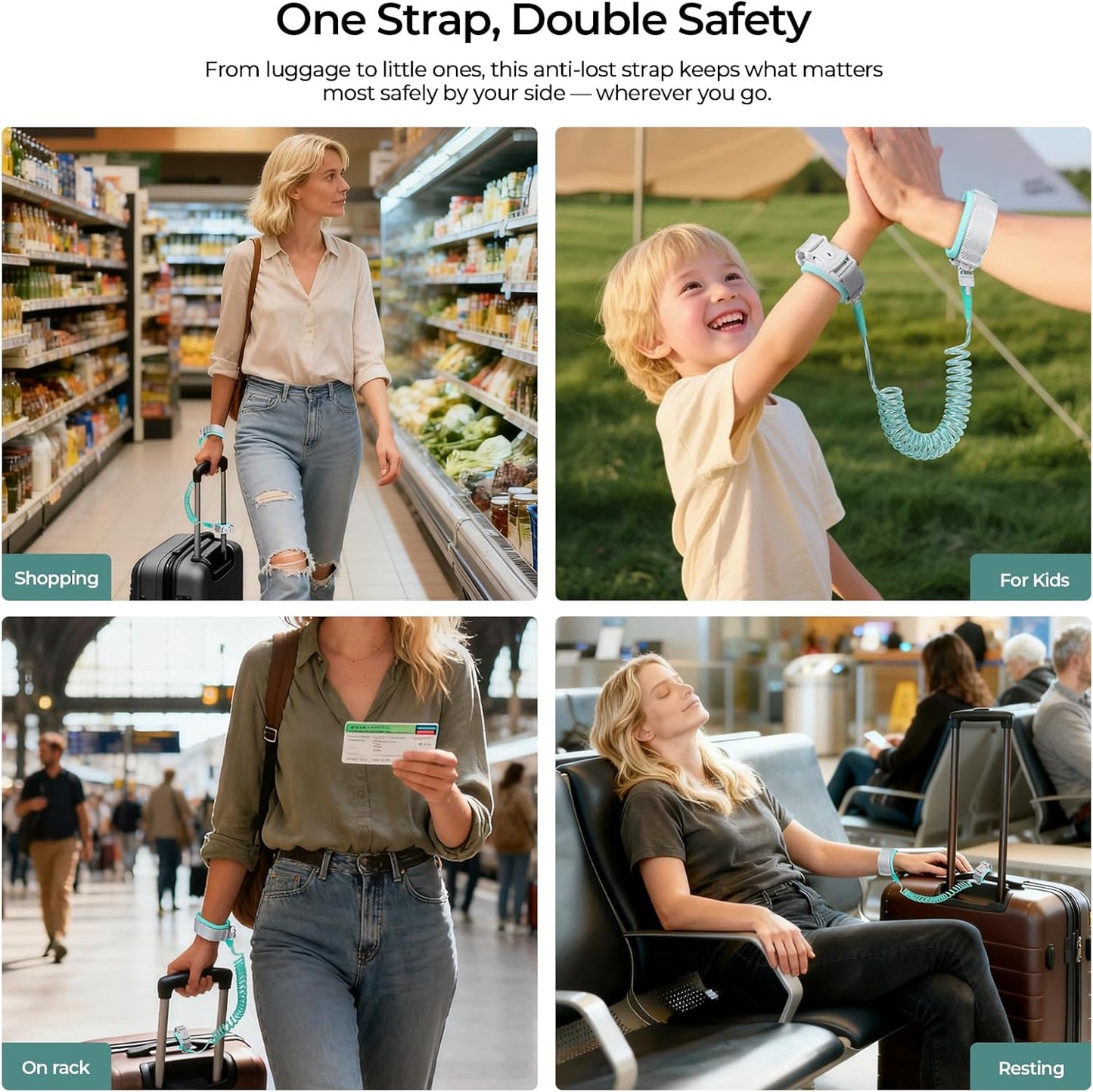 Cable Luggage Lock, Retractable Cable Lock Anti Lost Travel Locks for Suitcase with Wrist Strap for Suitcases, Backpacks, and Carry-On Bags, Green