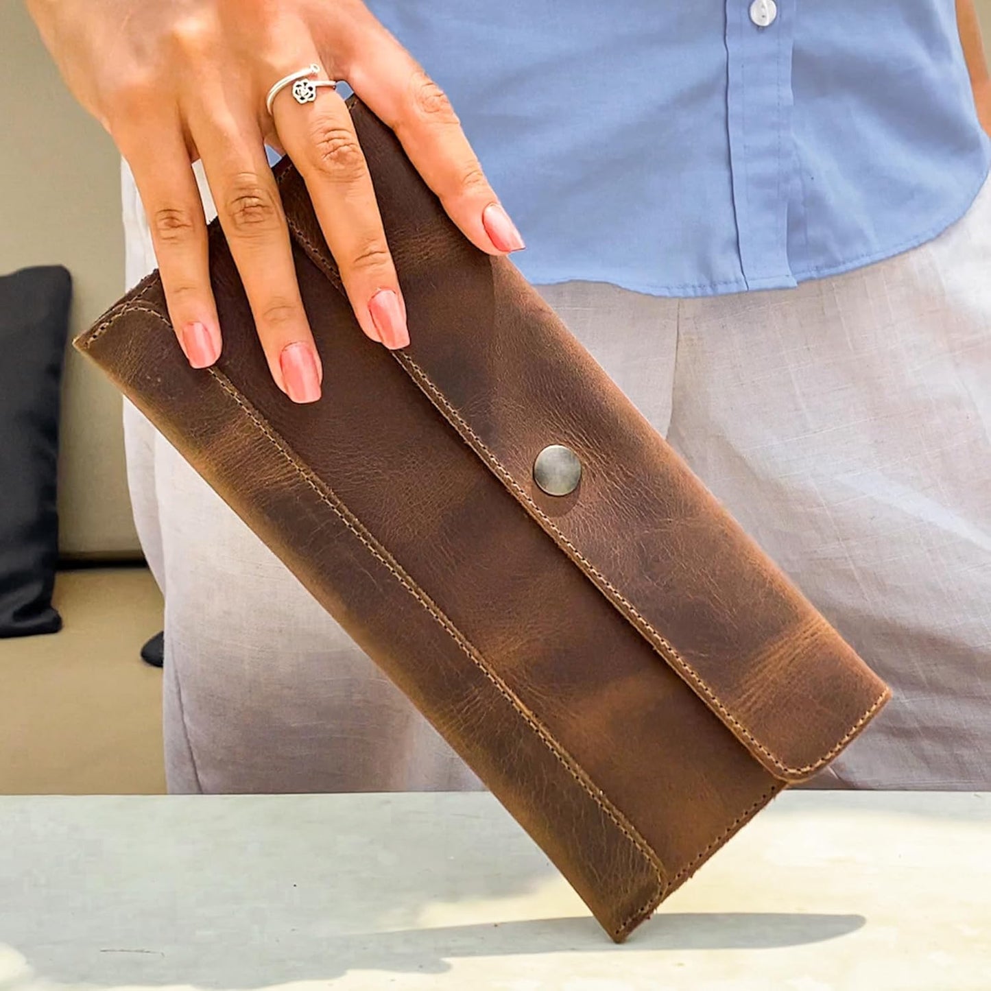 Hide & Drink, Travel Wallet Handmade from Full Grain Leather (Bourbon Brown)