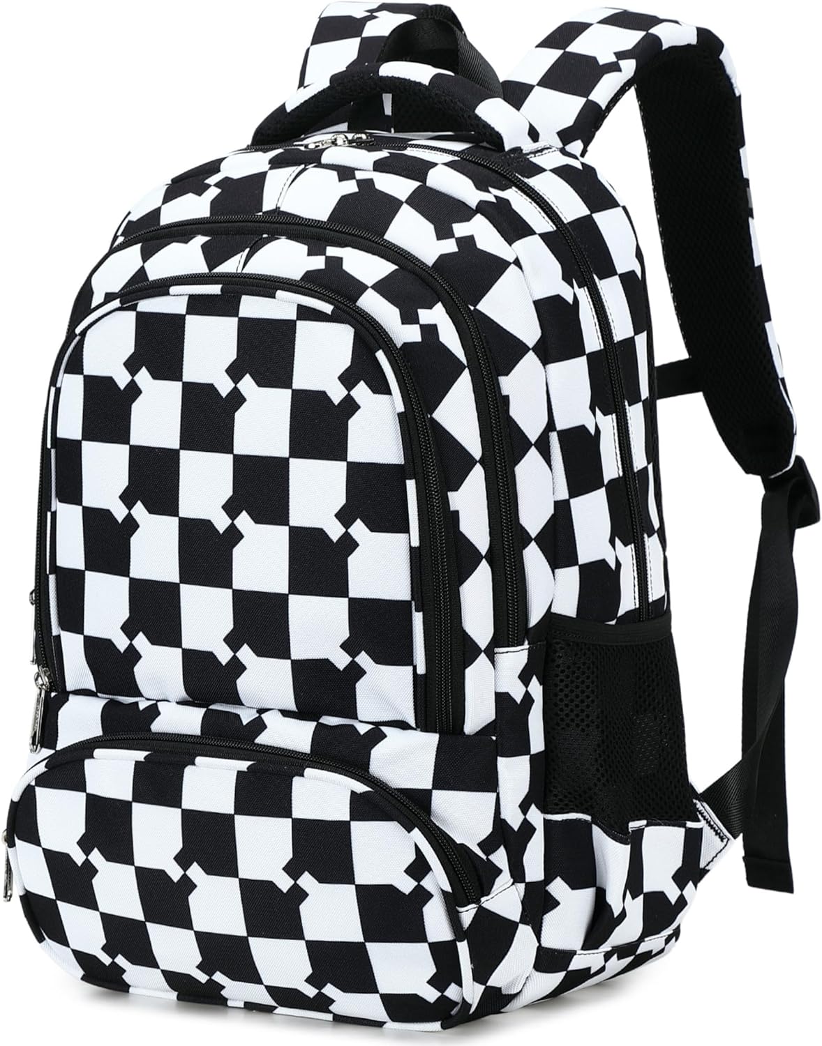 abshoo Checkered Kids School Backpack For Girls Boys Bookbag Kindergarten Elementary School Bags (Blocks Black)