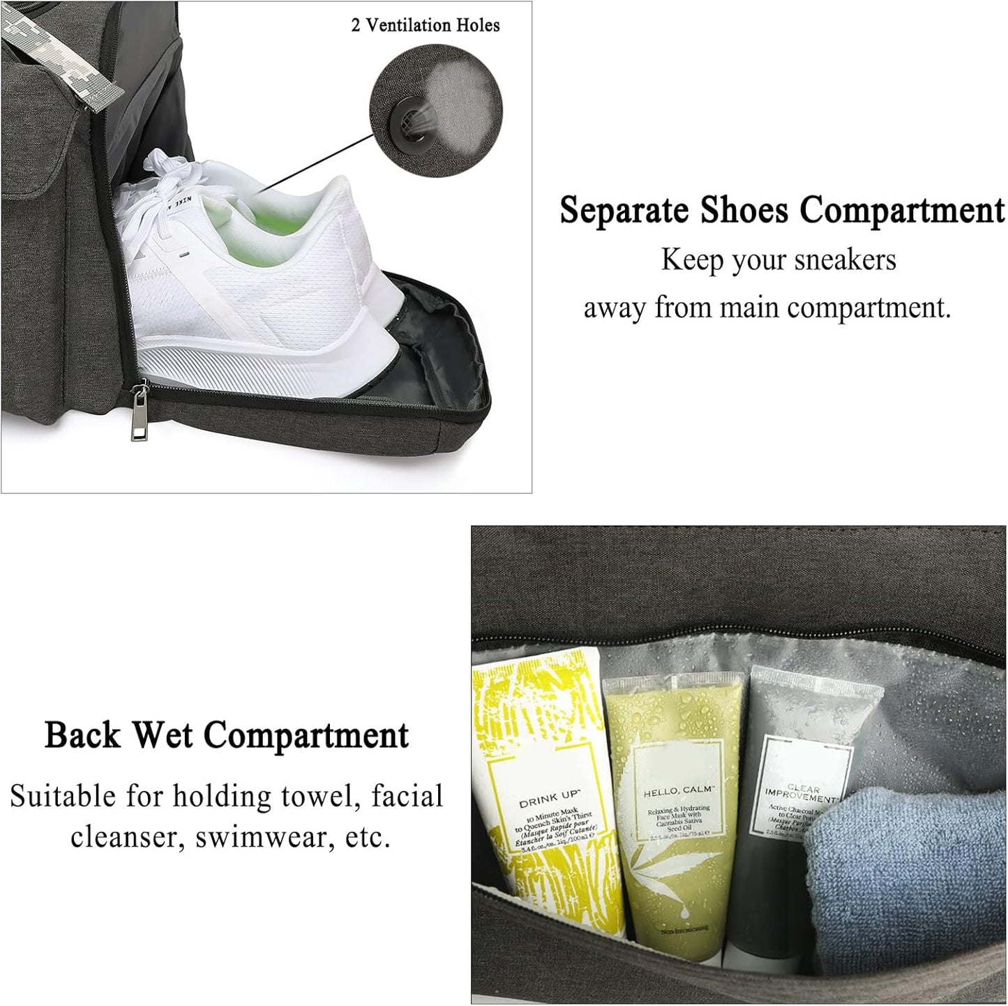 Gym Bags for Men Gym Duffle Bag Backpack 3-Way Sports Duffel Bags for Men with Shoe Compartment &