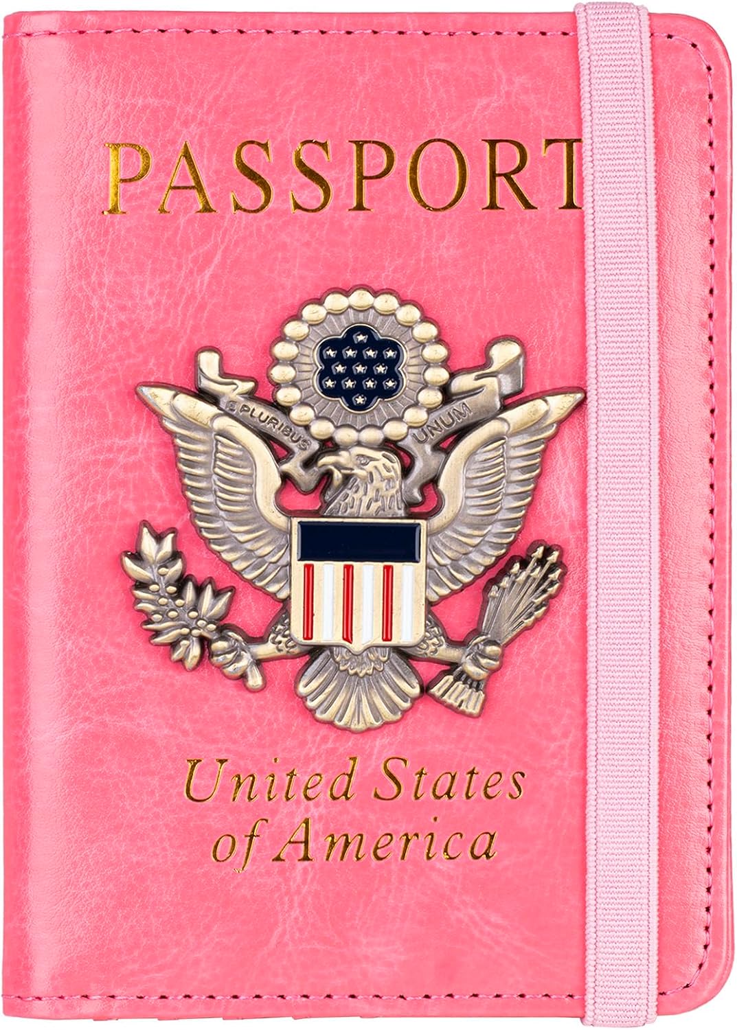 TOURSUIT RFID Blocking Passport Holder for Women Men, Leather Passport Travel Wallet with Metal 3D