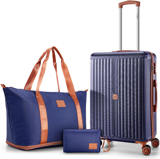 Hoteel Luggage Set 3-Piece, 4-Year Limited Warranty,Suitcases with Wheels,ABS PC Hardshell Suitcase, TSA Lock, Including Waterproof Luggage Bag, Travel Maletas for Men & Women,Blue