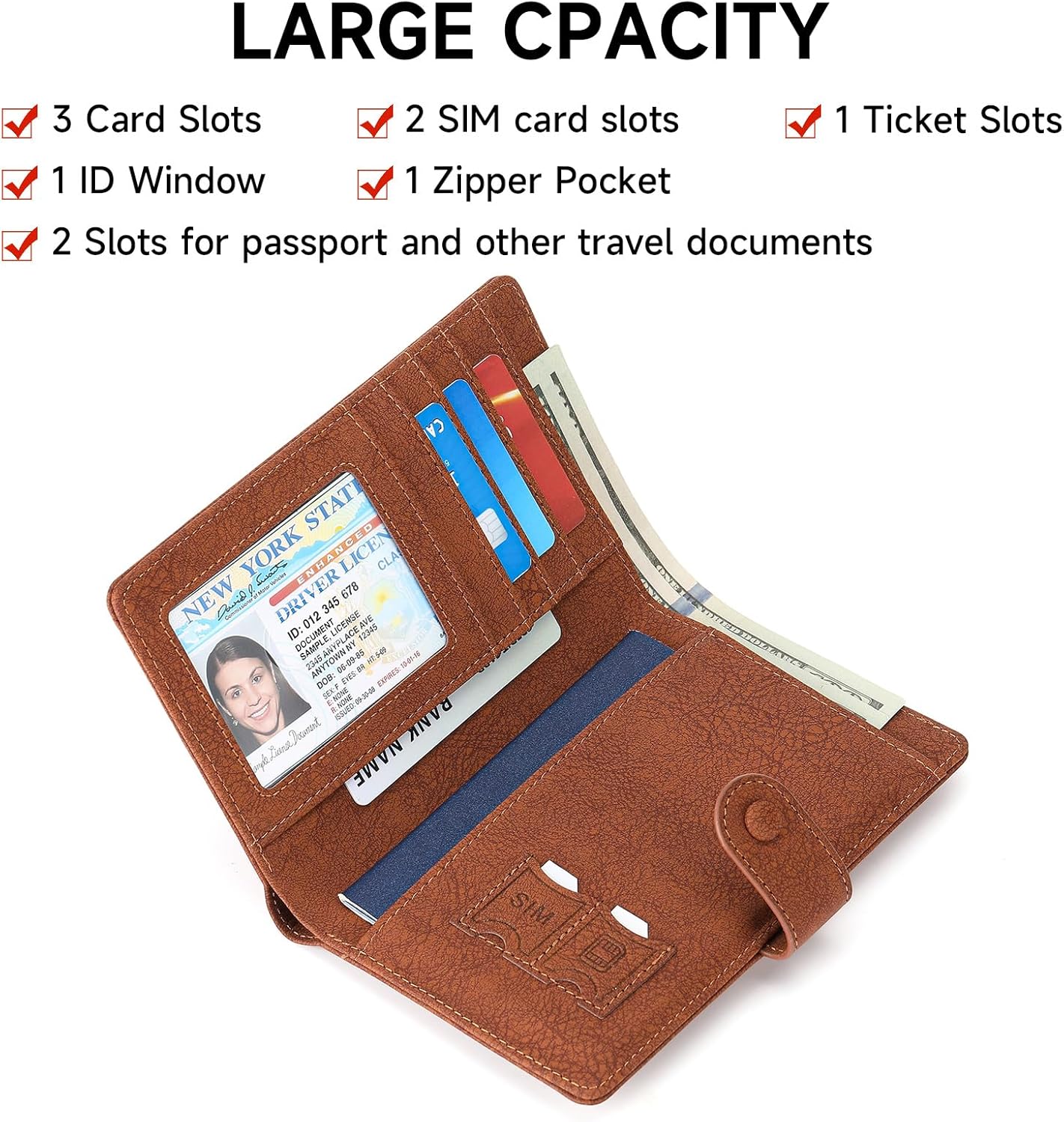 RFID Blocking Passport Wallet Cover Case Travel Document Organizer for Women and Men,Travel Wallet for Credit Card