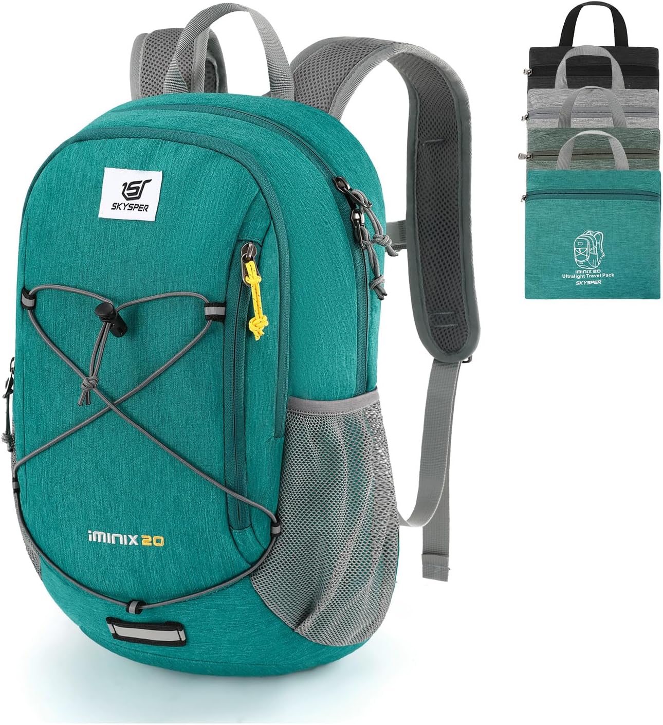 SKYSPER Foldable Small Backpack – 20L Lightweight Hiking Daypack with Chest Belt Packable Travel Rucksack for Women Men