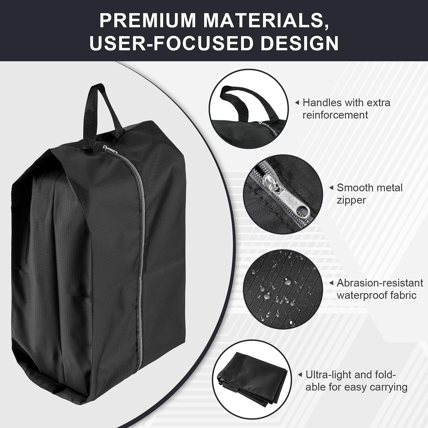Shoe Bags for Travel, 4 Pack Extra Durable Travel Shoe Bags for Storage and Packing, Reusable