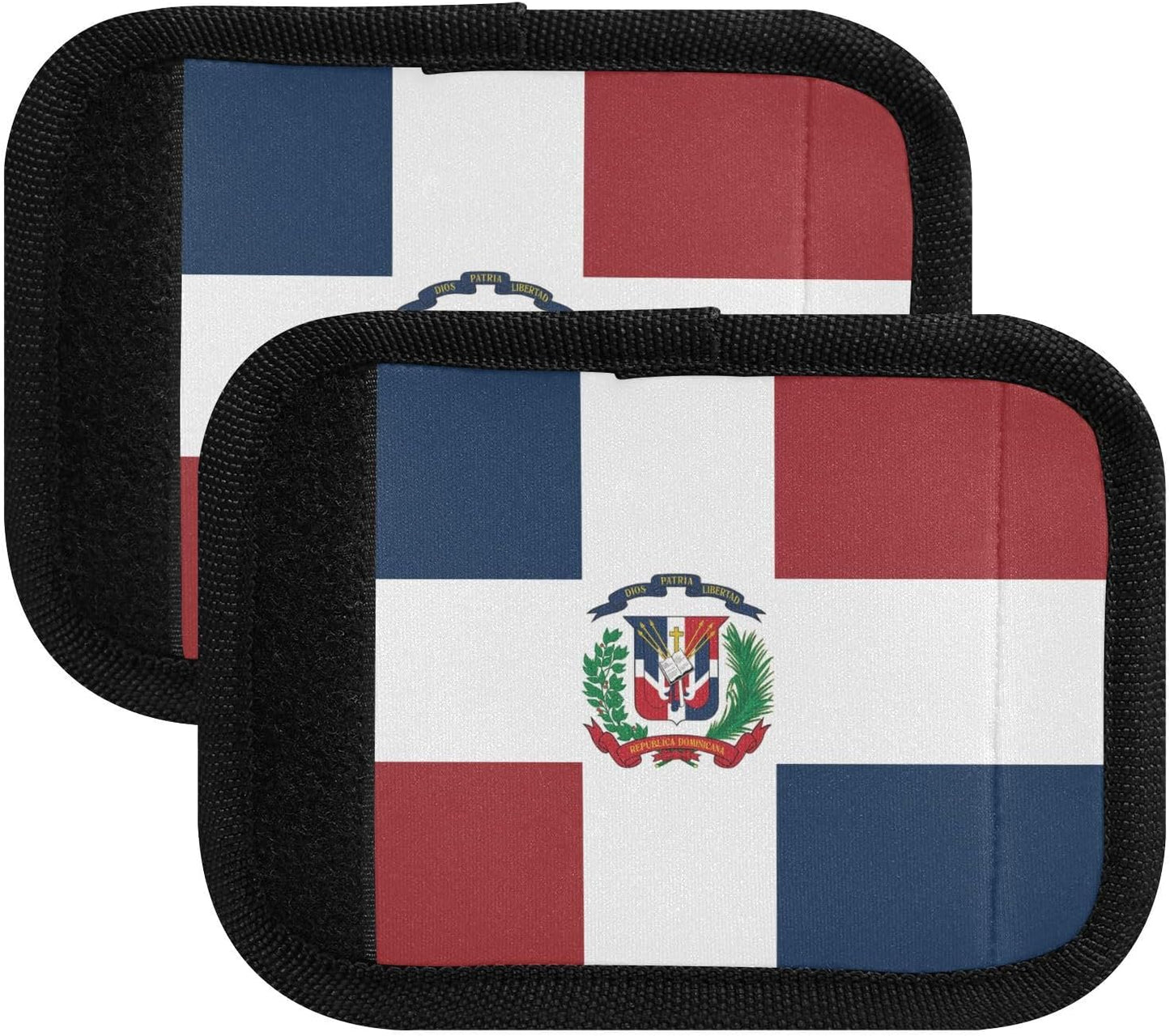 Dominican Republic Flag 2 Pack Luggage Handle Wrap for Suitcase Luggage Identifier Travel Tags Handle Protection Sleeve Cover