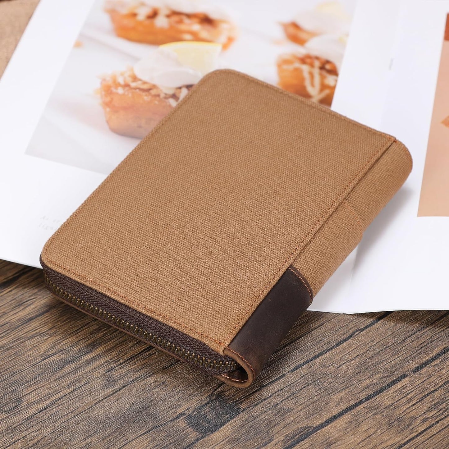 Retro Passport Cover Genuine Leather Unisex Travel Zipper Wallet RFID Blocking (Brown)