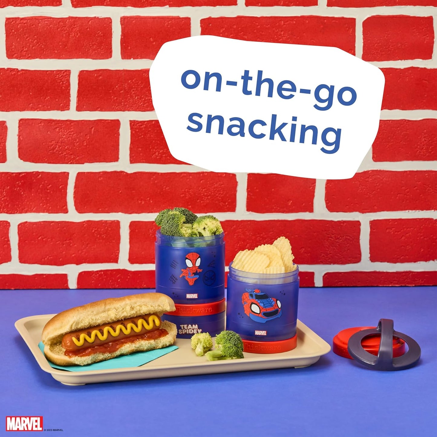Whiskware Spider-Man Team Spidey Stackable Snack Containers for Babies, Kids, and Toddlers, 3