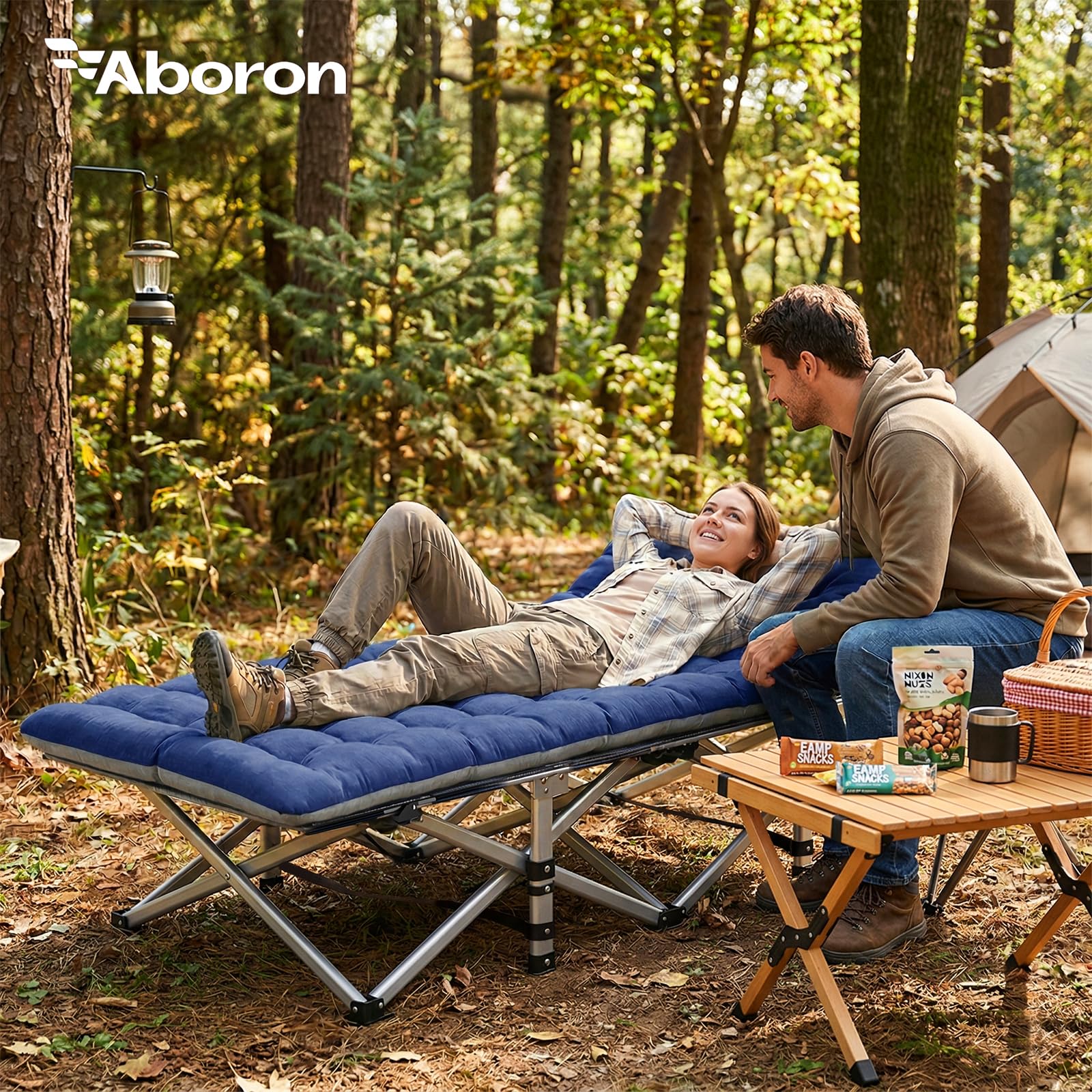 ABORON Camping Cot for Adults, 28 in Wide Folding Bed with Mattress