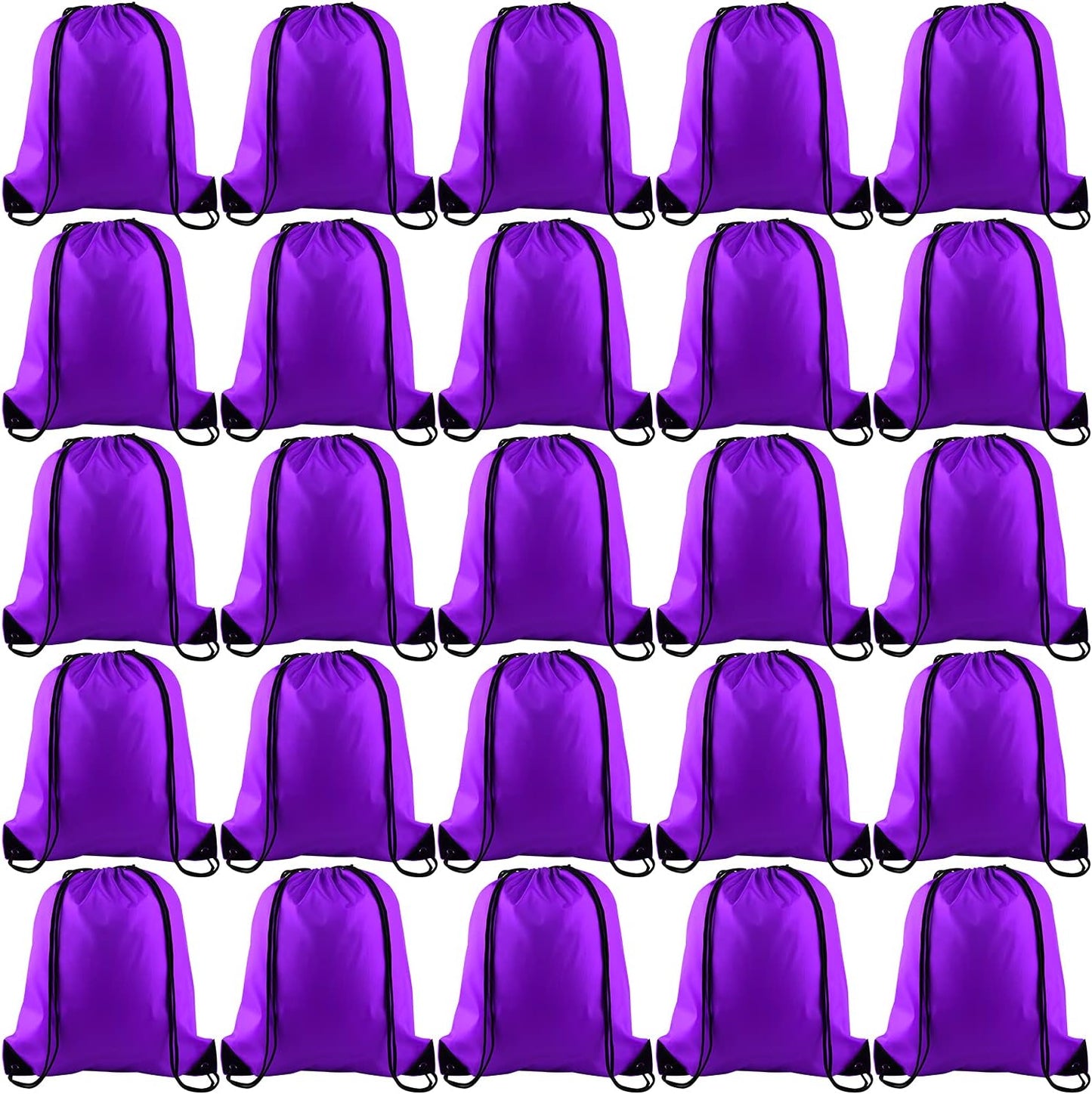 KUUQA 25Pcs Purple Drawstring Bags - String Backpacks for Gym, Sport, Traveling