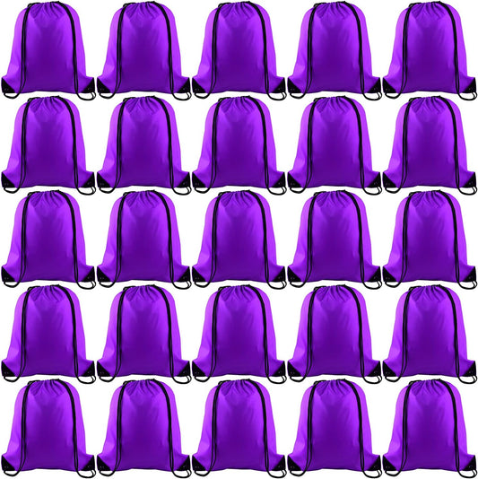 KUUQA 25Pcs Purple Drawstring Bags - String Backpacks for Gym, Sport, Traveling