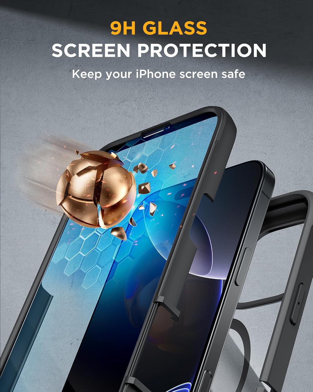 Miracase Magnetic for iPhone 16 Pro Max Case 6.9'' [Compatible with MagSafe] Full-Body Phone case with Built-in Glass Screen Protector& Camera Protector,Drop Proof 16 Pro Max Cover,Black