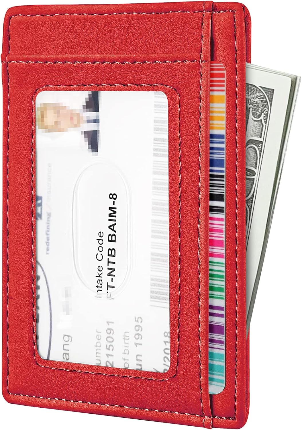 Travelambo Front Pocket Minimalist Leather Slim Wallet RFID Blocking Medium Size