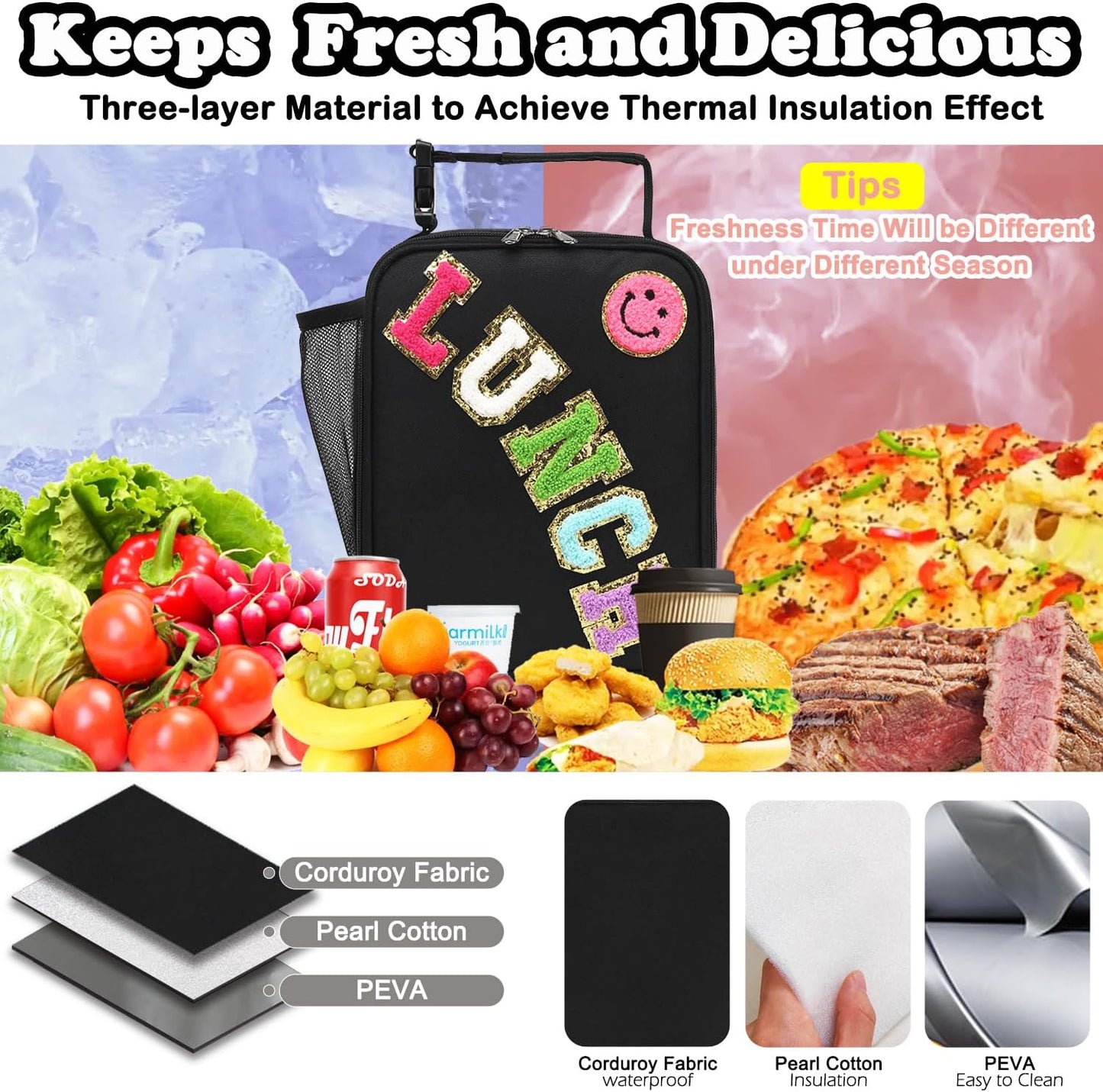 FlowFly Lunch box Insulated Soft Bag Mini Cooler Back to School Thermal Meal Tote Kit With Buckle