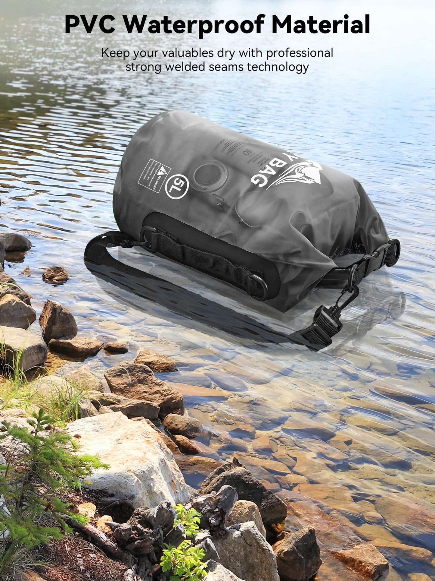 HEETA Dry Bag Waterproof for Women Men, Roll Top Lightweight Dry Storage Bag Backpack with Phone