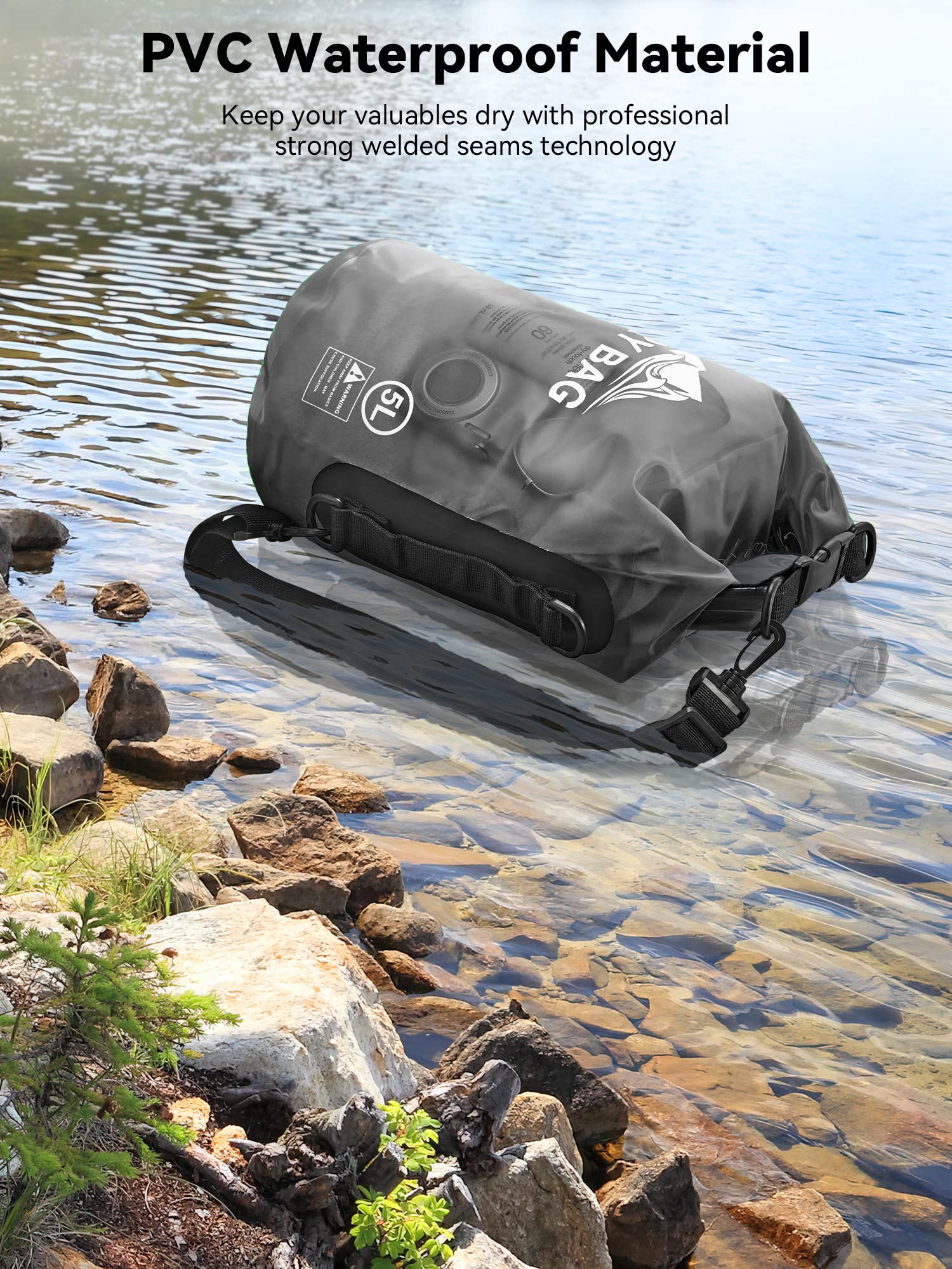 HEETA Dry Bag Waterproof for Women Men, Roll Top Lightweight Dry Storage Bag Backpack with Phone