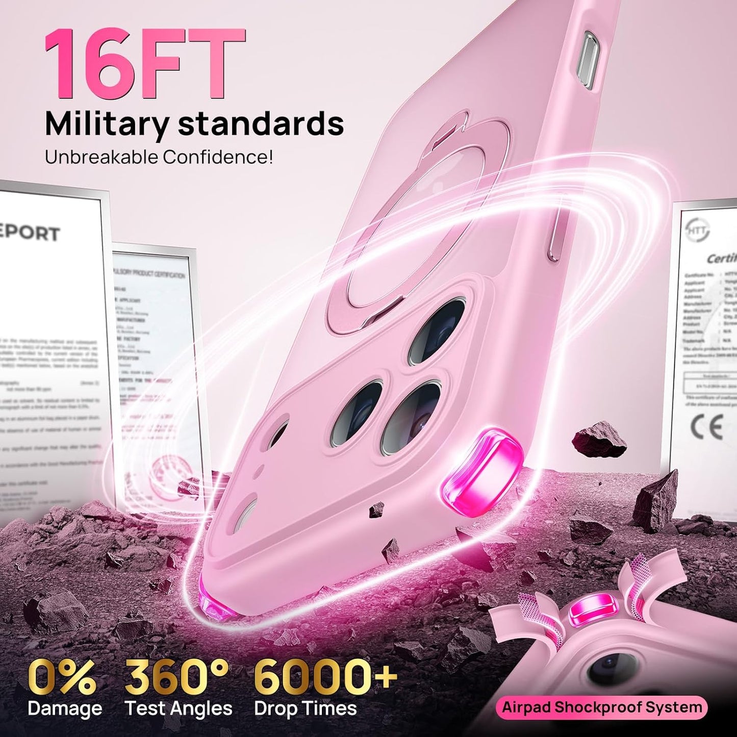 360° Spin Magnetic Stand for iPhone 17 Pro Max Case, [Fit for MagSafe][Military Protection][Full Camera Protection] Adjustable Kickstand iPhone Case for iPhone 17 Pro Max 6.9", Pink