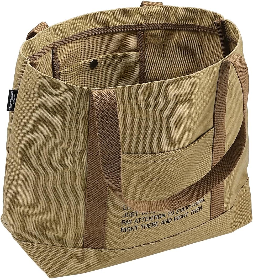 CAMPINGMOON Open Top Canvas Tote Bag Long Handle Camping Gear Storage Case B-189