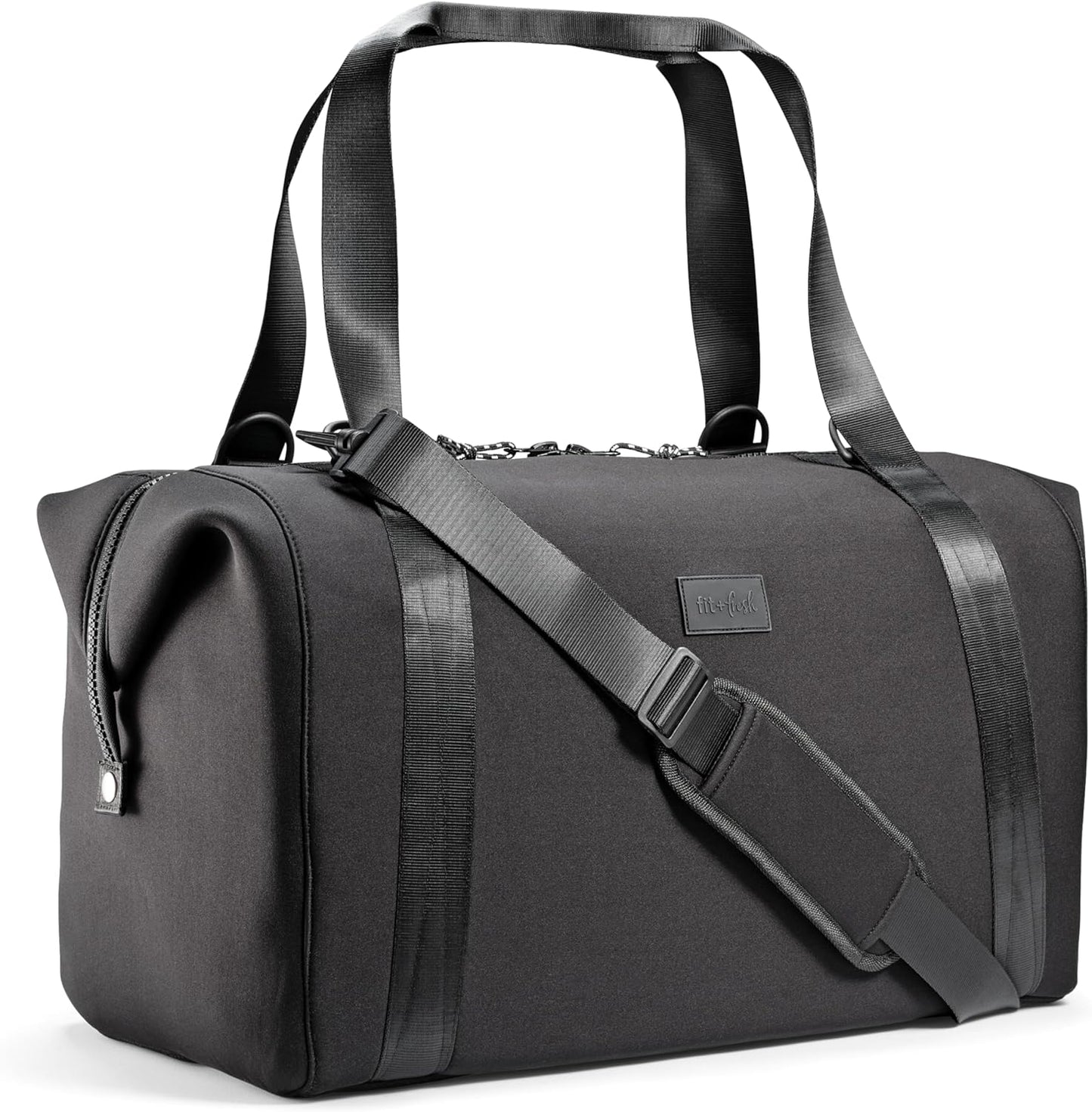 Fit & Fresh Premium Neoprene Weekender Bag With Trolley Sleeve - Large Overnight, Carry-on, Duffel, Gym, and Hospital Bag for Labor & Delivery