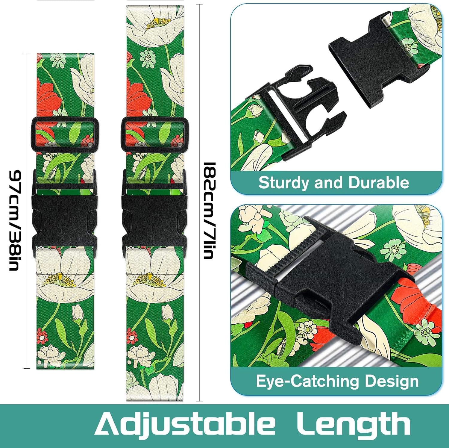 Slohif Luggage Straps for Suitcases Travel Belt Accessories Luggage Connector Identifiers Over