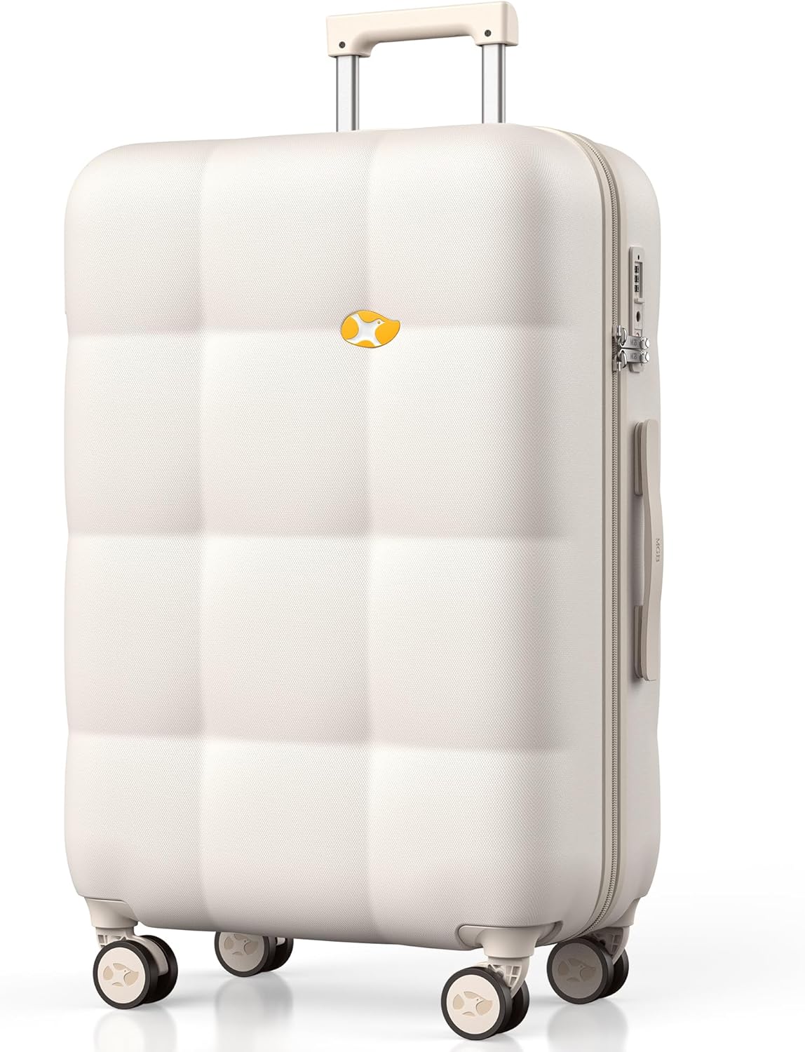 MGB 28 Inch Luggage, Hardside Checked Suitcase with Spinner Wheels, Lightweight PC Hard Shell Travel Luggage, TSA Approved Lock, Large Suitcase for Business & Travel–Cream