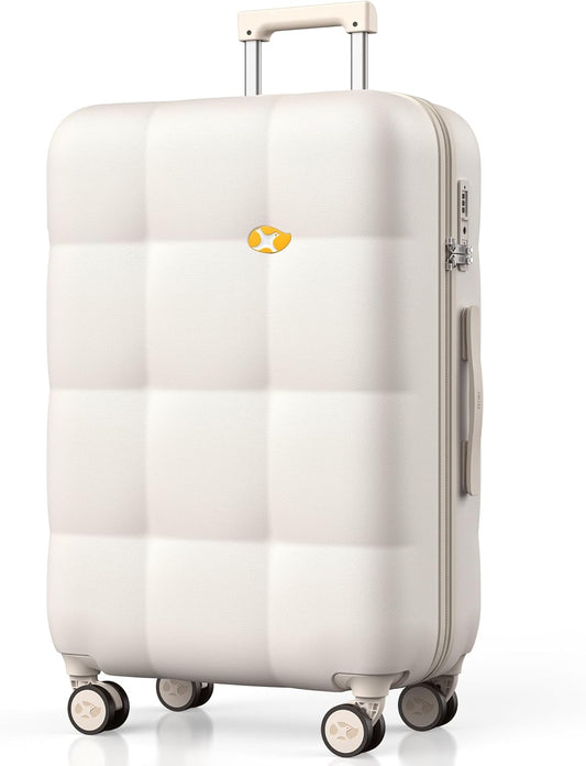 MGB 28 Inch Luggage, Hardside Checked Suitcase with Spinner Wheels, Lightweight PC Hard Shell Travel Luggage, TSA Approved Lock, Large Suitcase for Business & Travel–Cream
