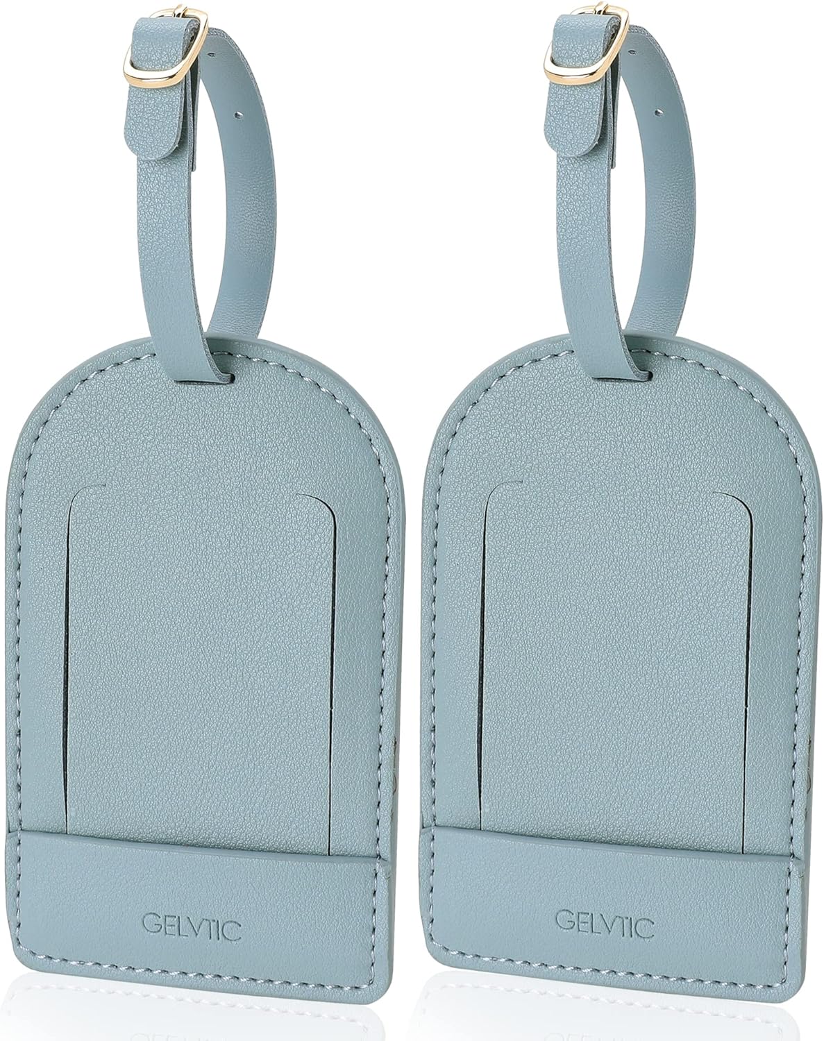 Faux Leather Luggage Tags for Suitcase Tag Set Privacy Protection with Identifie Name Lable ID Card Baggage tag for Men Women Travel Accessories, 2/4 Pack (LT06-Sky Blue)