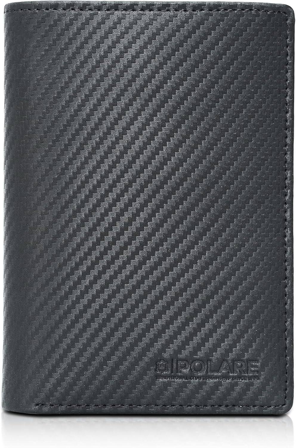 Polare Functional RFID Blocking Leather Passport Holder Travel Bifold Wallet For Men (Carbon Black)