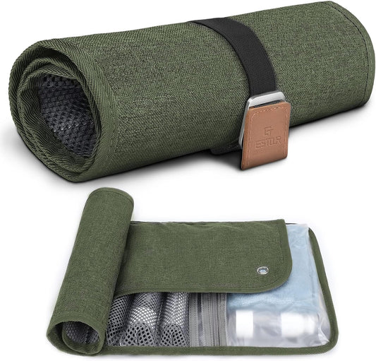 Toiletry Bag for Men, Travel Essentials Travel Toiletry Bag, Water-Resistant Compact Bathroom Roll Organizer for Hygiene, Shaving kit, Gifts for men (4.Army Green(Polyster))