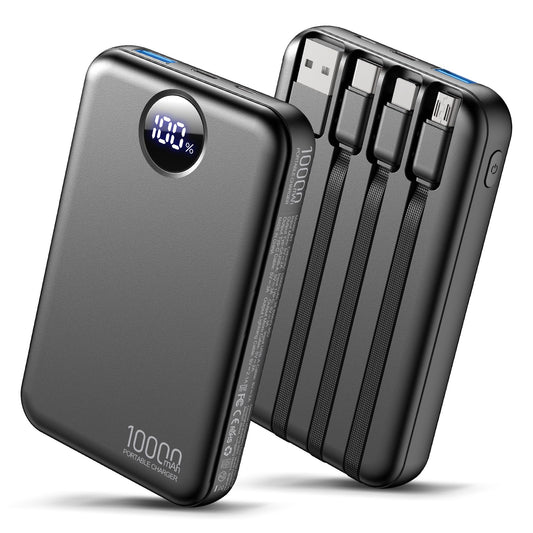 Zmmyuluo Portable Charger 10000mAh with 4 Built-in Cables 40% Smaller