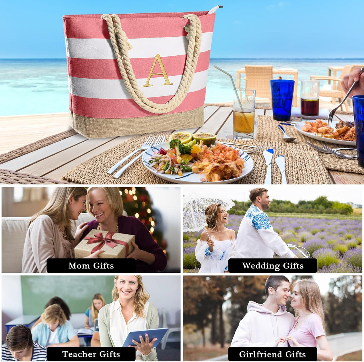 YOOLIFE Beach Bags for Women - Travel Canvas Beach Tote, Pool Waterproof Bag, Travel Essentials