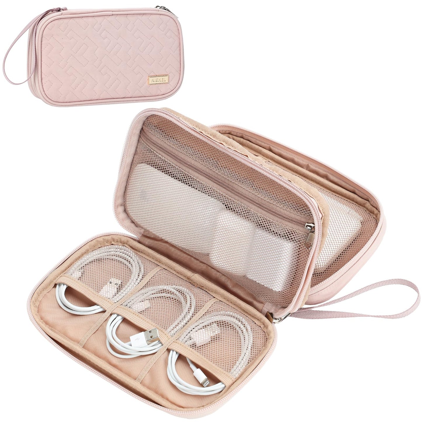NISHEL Electronics Travel Organizer Cord Case, Charger Cable Tech Bag