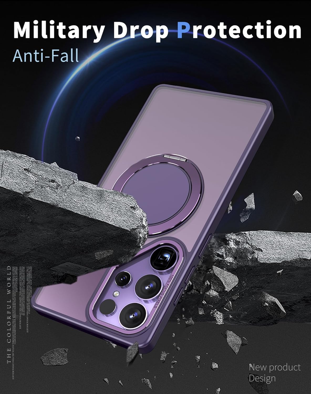 Magnetic Stand Case for Samsung Galaxy S25 Ultra [with 2 Tempered Glass Film] [360° Rotation Magnetic Stand] [Compatible with Magsafe] Military-Grade Drop Protection Case, Purple