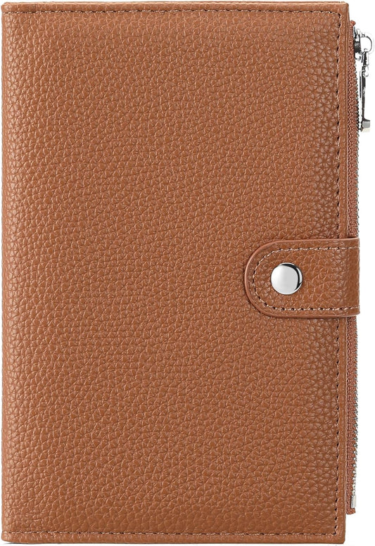 Passport Holder for Women Leather Passport Wallet for Travel RFID Blocking Passport Wallet Credit Card Holder with Zipper Pocket